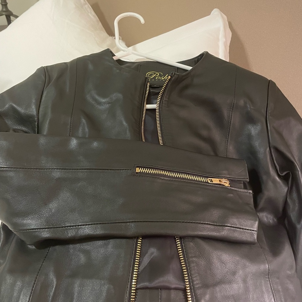 Leather jacket Custom made NWOT Black size small
